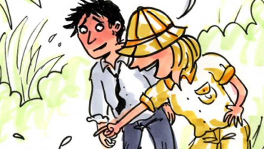 Man en vrouw enthousiast buiten